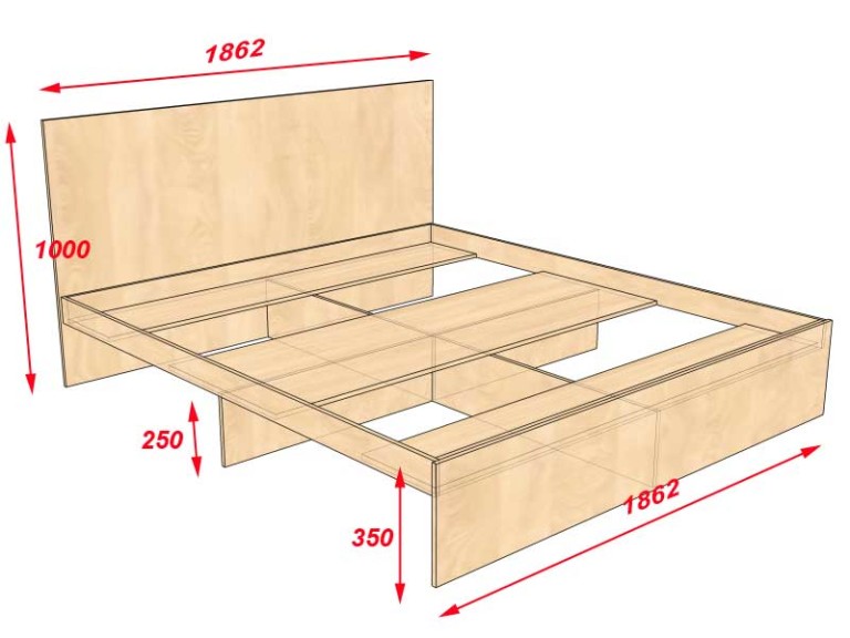 a drawing of the double beds with the main dimensions
