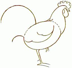 how to draw a rooster step by step,