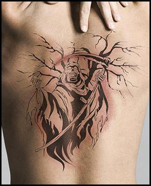 tatuaż śmierć z kosą na plecach oznaczenie