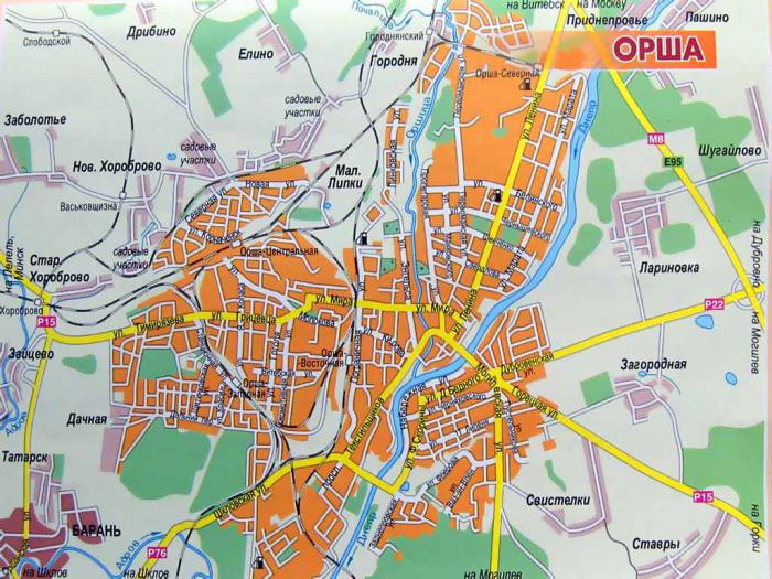  mapa de la ciudad орша