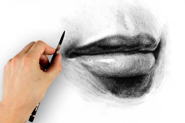 як намалювати губи олівцем
