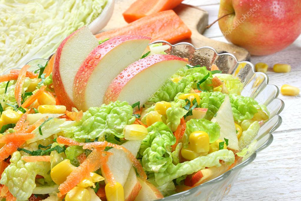 salad with Chinese cabbage and corn