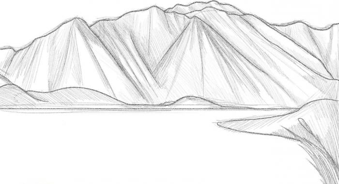 How to draw mountains with pencil