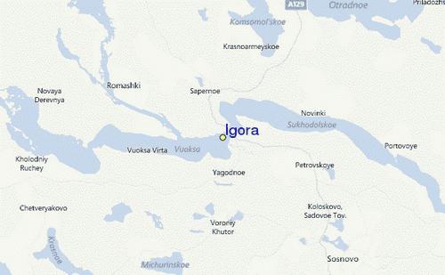 Igora ski resort on the map