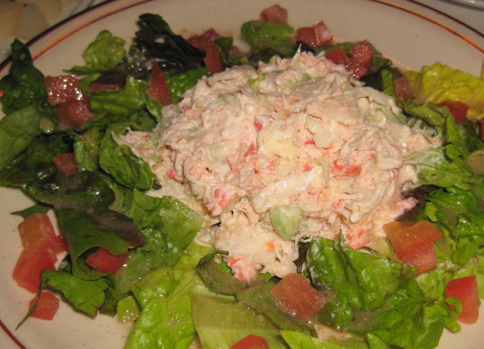 Crab salad. Recipe rice, Kukruse