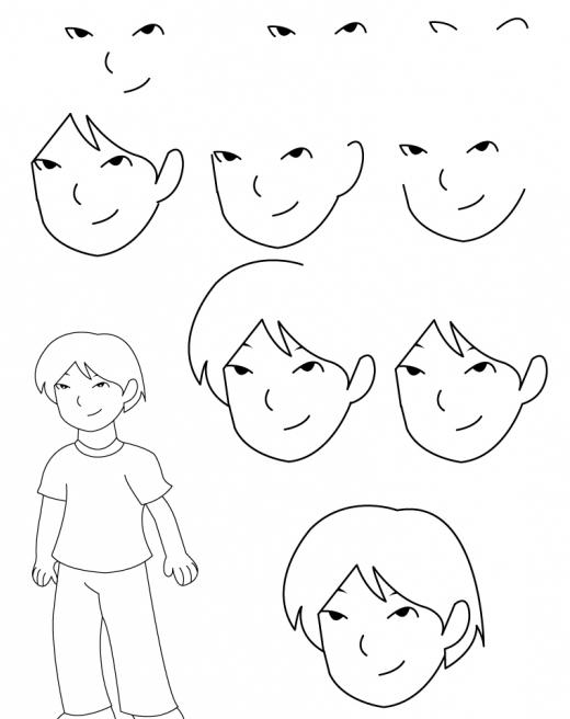 how to draw the boy gradually