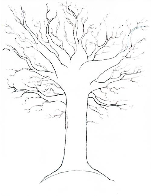 como desenhar um galho de árvore