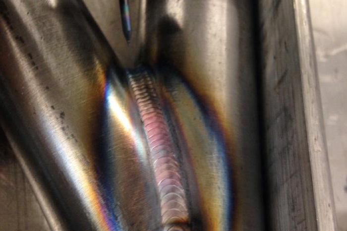 the legs of the welds