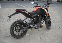 摩托车KTM公爵125：规格，审查和照片