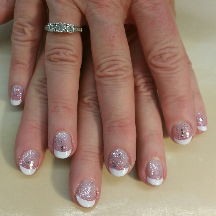 French manicure with glitter