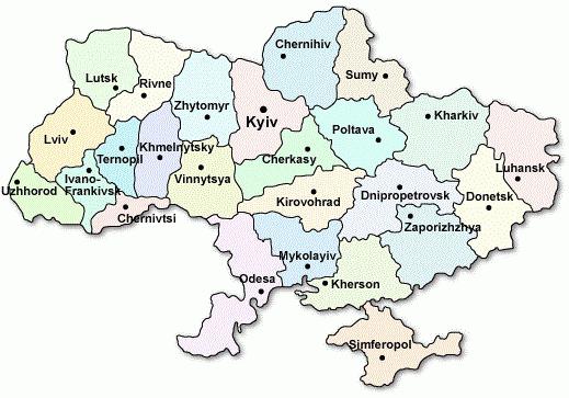 mapa polityczna ukrainy