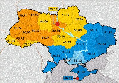 mapa político da ucrânia em áreas de