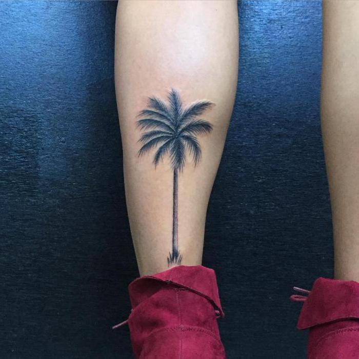 棕榈树上的纹身腿