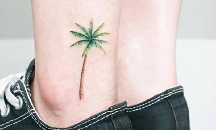 棕榈树上的纹身的脚值
