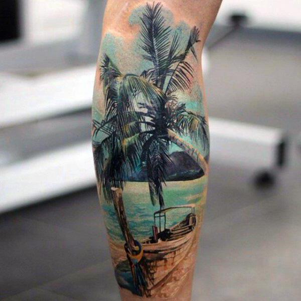 是什么棕榈树上的纹身腿