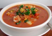 Homemade soup of pork. Recipe with potatoes