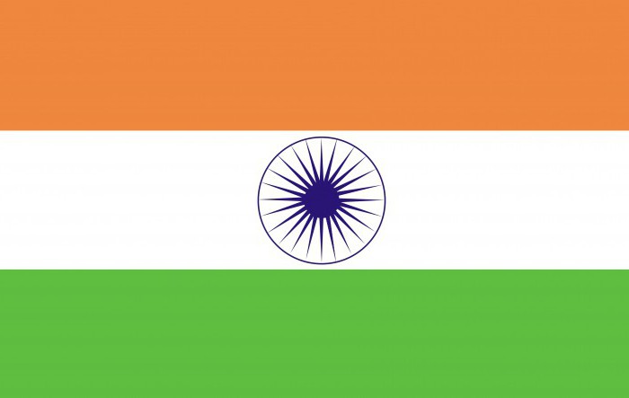 bandeira e o brasão de armas da Índia