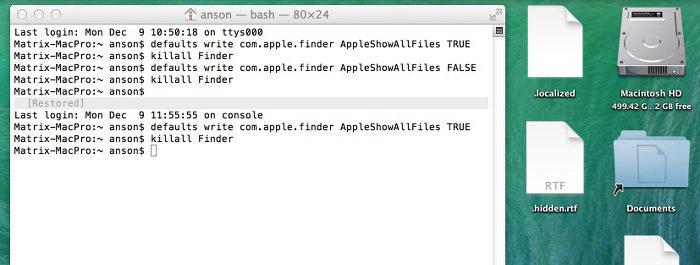 نظام التشغيل mac os الملفات المخفية