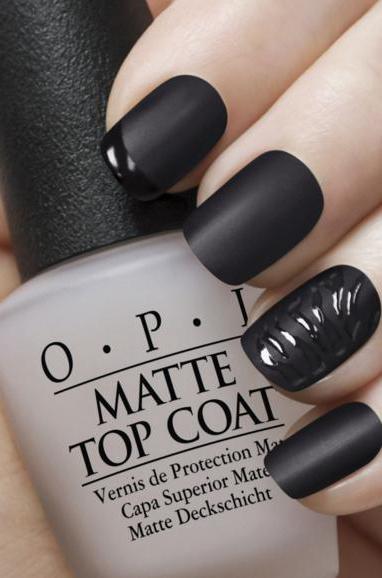 matte black nails design photo