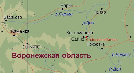 mapa de la región de voronezh
