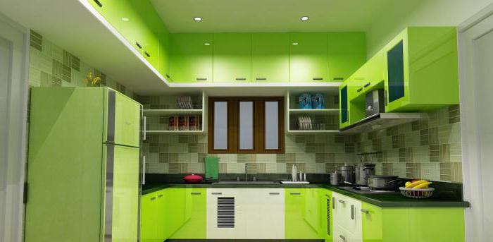 cozinha de canto luz-verde