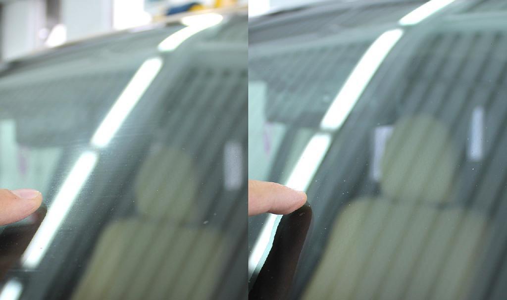 polishing windshield from wipers