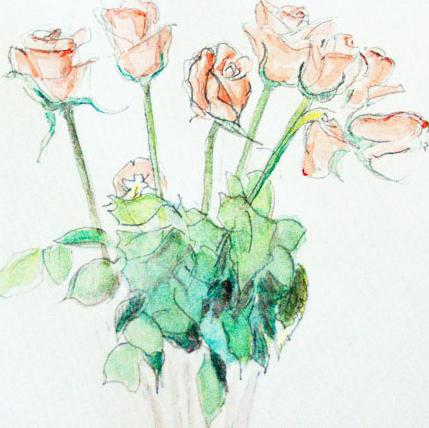 Як намалювати букет троянд