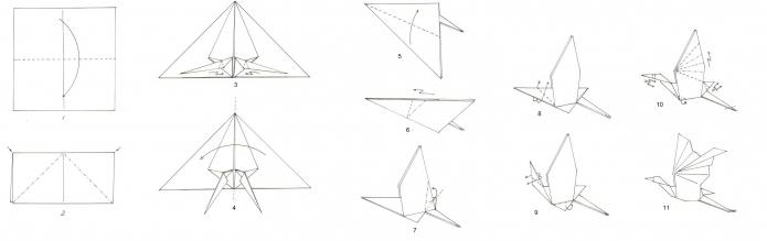 Japanese crane origami