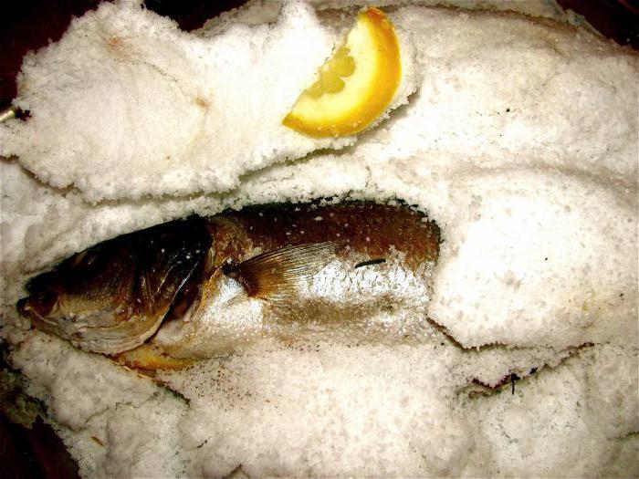 Fisch unter Salz im Ofen