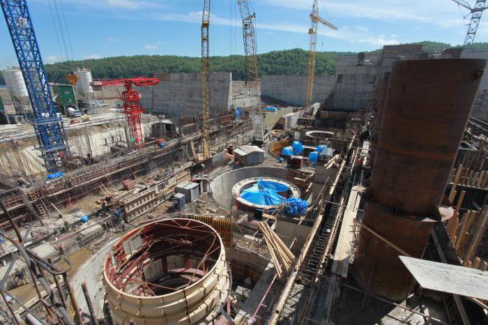 la construcción de nizhne de la central hidroelctrica bureysky