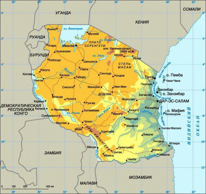 tanzânia no mapa
