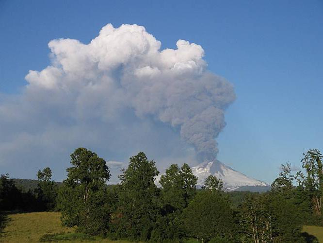 a erupção de um vulcão no Chile