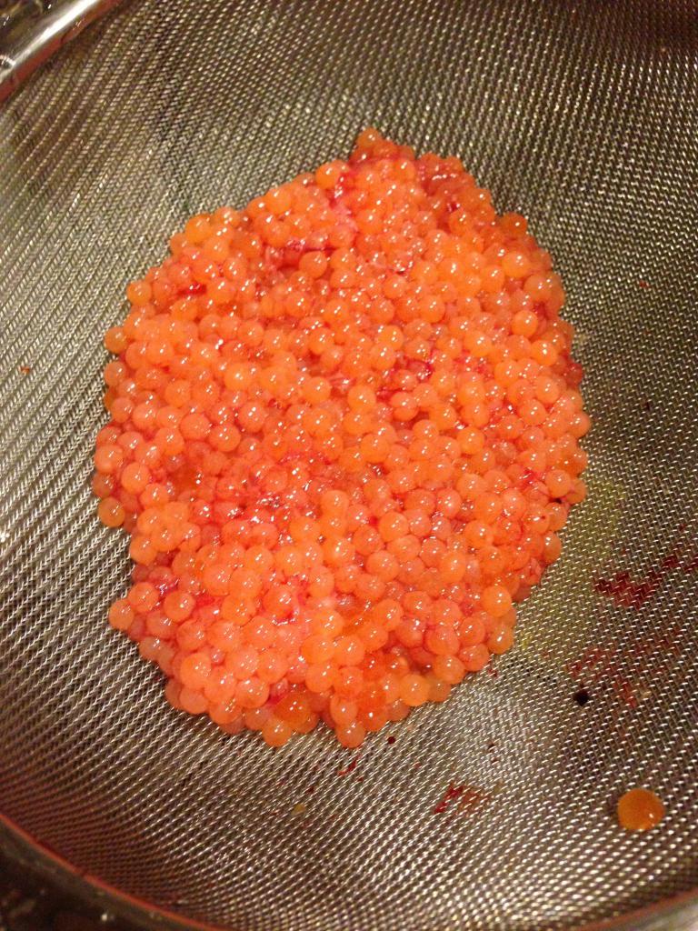 how to pickle frozen pink salmon caviar