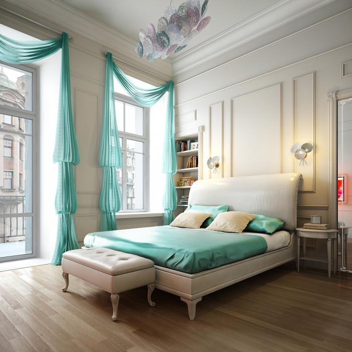 projektowanie sypialni zasłony i narzuta