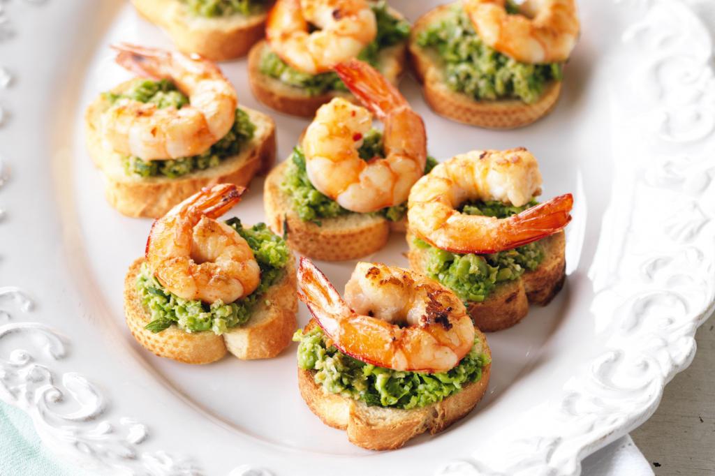 Canapes with seafood