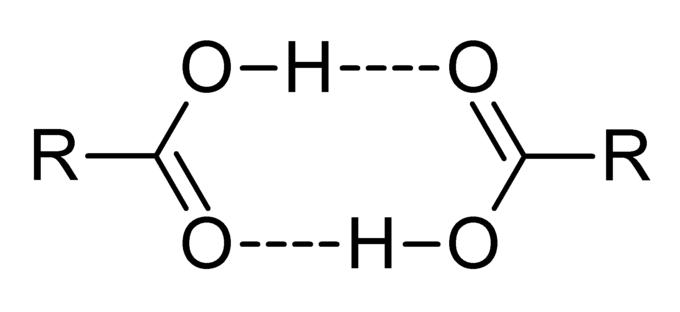 ligações de Hidrogênio comunicação entre as moléculas de ácidos carboxylic