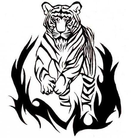टैटू बाघ रेखाचित्र