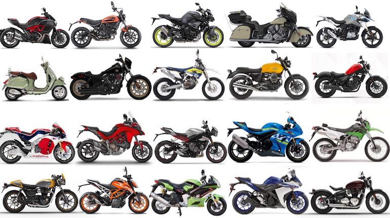 All kinds of motorcycles