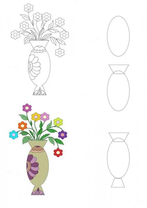 wie zeichnet man eine Blume in einer Vase