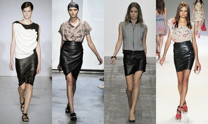 what to wear with leather skirt
