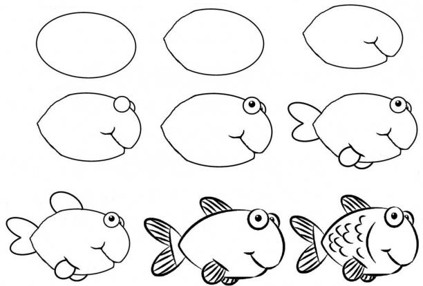 how to draw a fish with a pencil