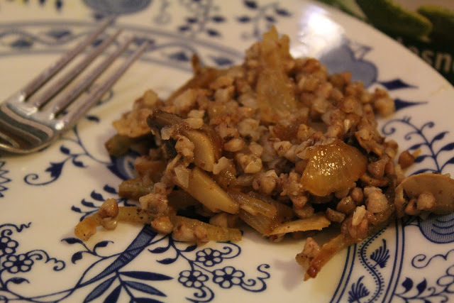 buckwheat porridge with mushrooms and onions