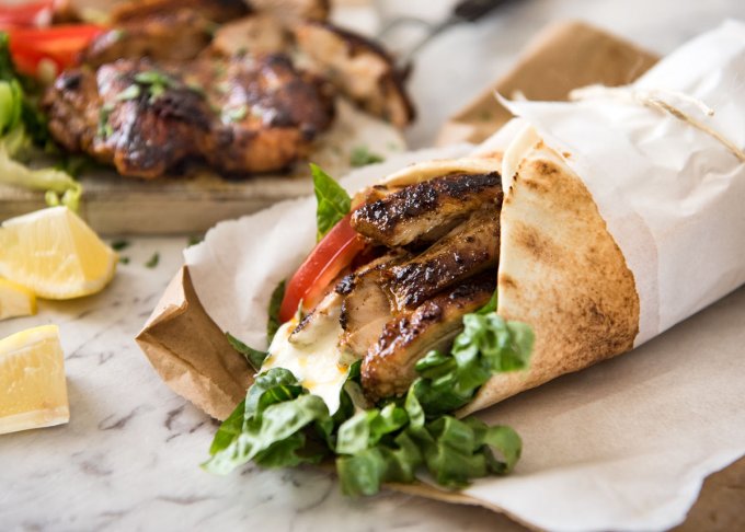Shawarma with chicken and greens