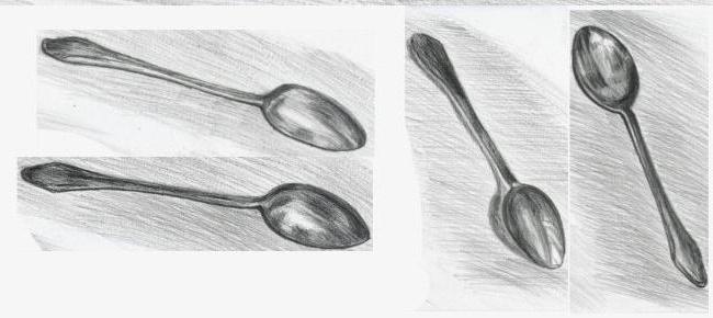 how to draw a spoon with a pencil in stages for beginners