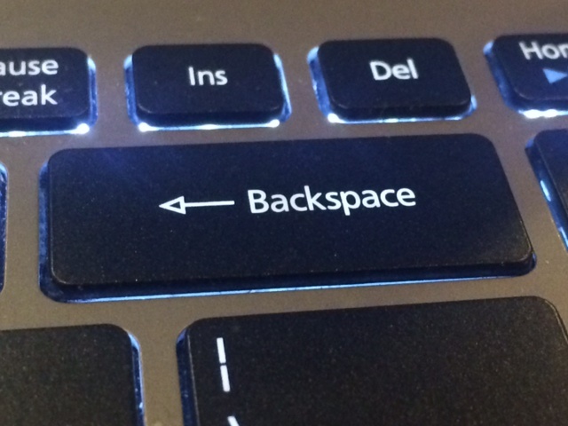 backspace on the keyboard