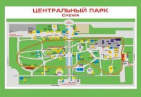 Central park Krasnoyarsk şeması, konumlar ve anıtlar