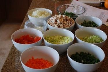 Komponenten für den Salat Rotkäppchen