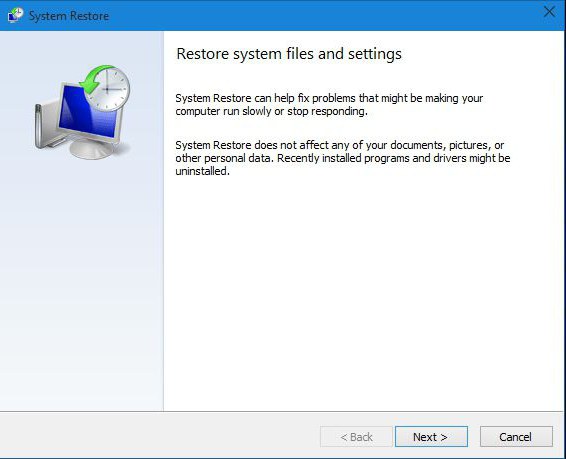 jak zrobić przywracanie systemu Windows 10 jeśli nie ma punktów przywracania