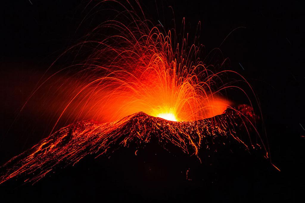 explosions in the volcano