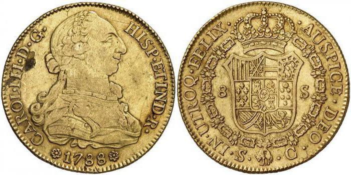 la antigua española de la moneda de oro
